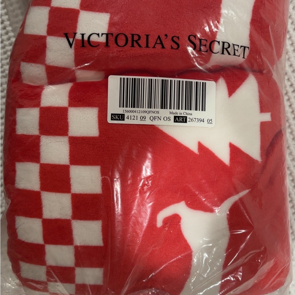 Victoria's Secret Red and White Dachshund Blanket